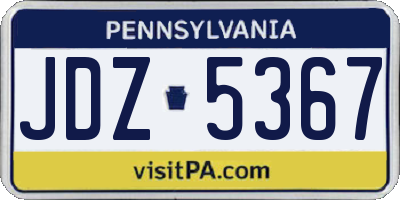 PA license plate JDZ5367
