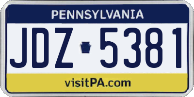 PA license plate JDZ5381
