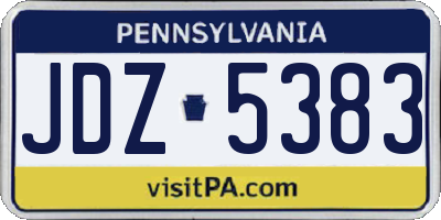 PA license plate JDZ5383