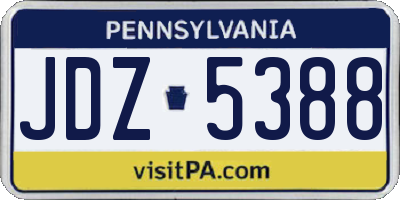PA license plate JDZ5388