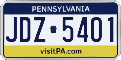 PA license plate JDZ5401