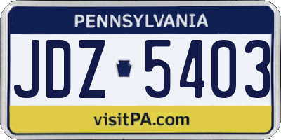 PA license plate JDZ5403