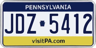 PA license plate JDZ5412