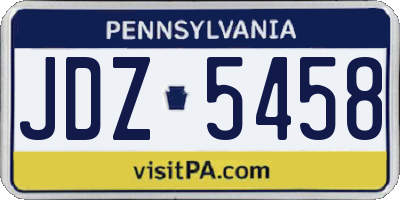PA license plate JDZ5458