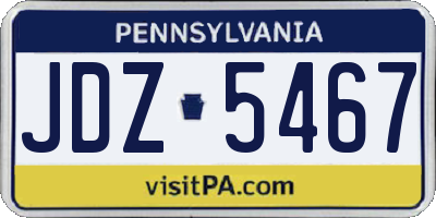 PA license plate JDZ5467