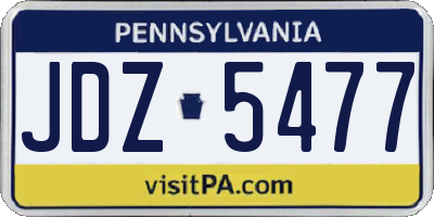 PA license plate JDZ5477