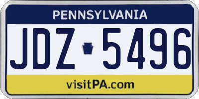 PA license plate JDZ5496