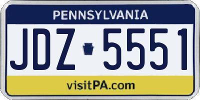 PA license plate JDZ5551