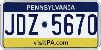 PA license plate JDZ5670