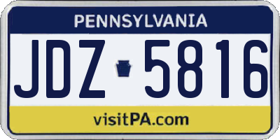 PA license plate JDZ5816