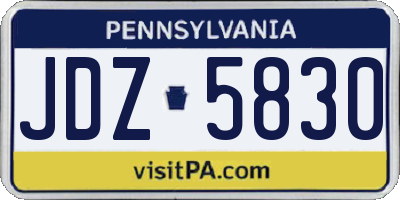 PA license plate JDZ5830