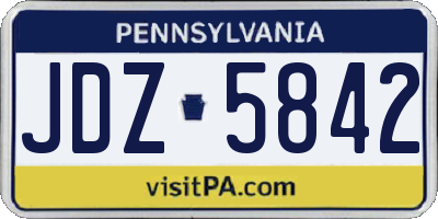 PA license plate JDZ5842