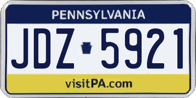 PA license plate JDZ5921