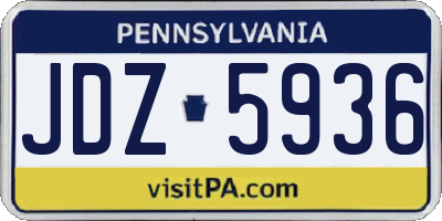 PA license plate JDZ5936