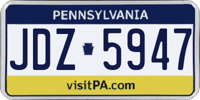 PA license plate JDZ5947