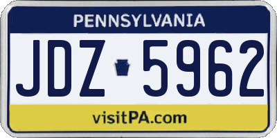 PA license plate JDZ5962