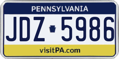 PA license plate JDZ5986