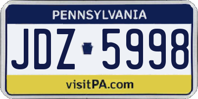 PA license plate JDZ5998