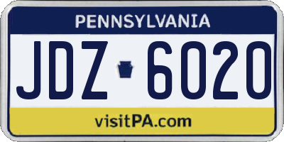 PA license plate JDZ6020
