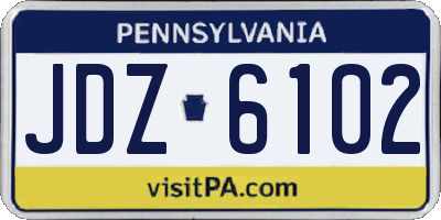 PA license plate JDZ6102