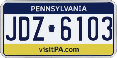 PA license plate JDZ6103