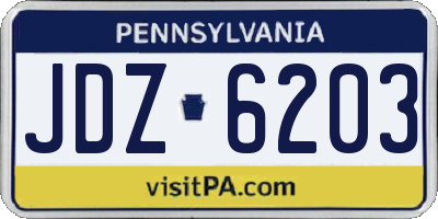 PA license plate JDZ6203