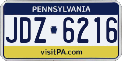 PA license plate JDZ6216