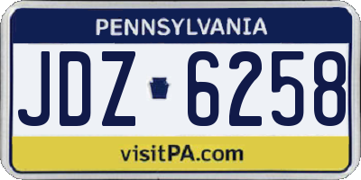PA license plate JDZ6258