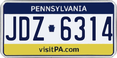 PA license plate JDZ6314