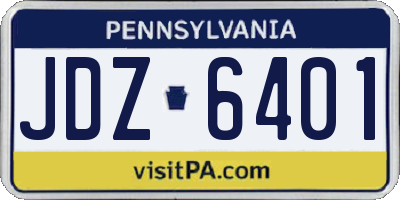 PA license plate JDZ6401
