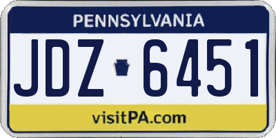 PA license plate JDZ6451