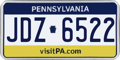 PA license plate JDZ6522