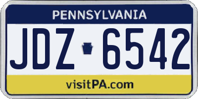PA license plate JDZ6542
