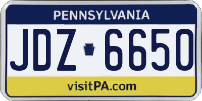 PA license plate JDZ6650