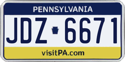 PA license plate JDZ6671