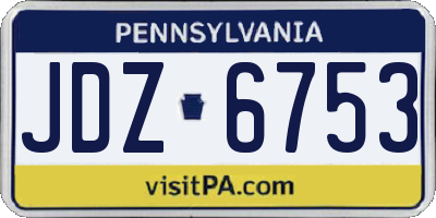 PA license plate JDZ6753