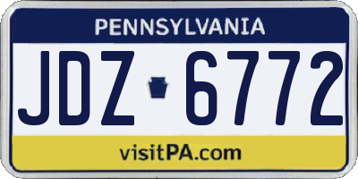 PA license plate JDZ6772