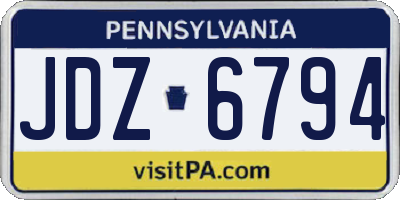 PA license plate JDZ6794