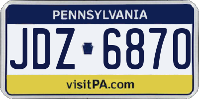 PA license plate JDZ6870