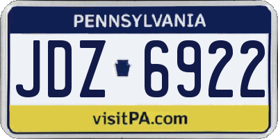 PA license plate JDZ6922