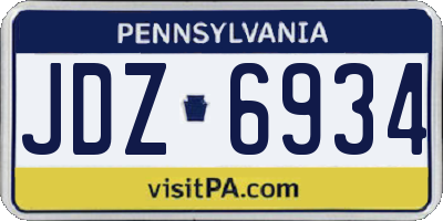PA license plate JDZ6934