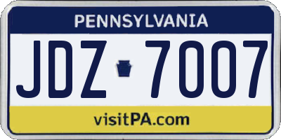 PA license plate JDZ7007