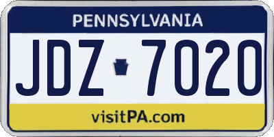 PA license plate JDZ7020