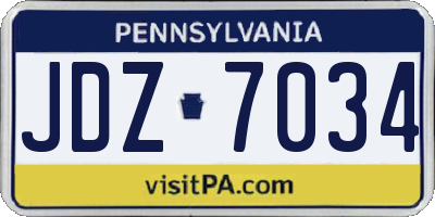 PA license plate JDZ7034