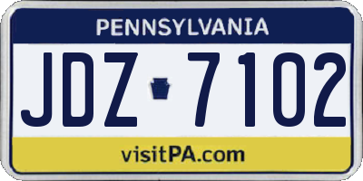 PA license plate JDZ7102