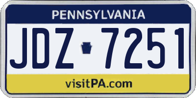 PA license plate JDZ7251
