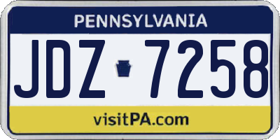 PA license plate JDZ7258