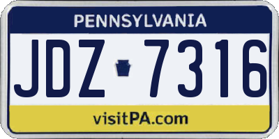 PA license plate JDZ7316