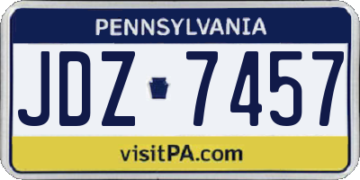 PA license plate JDZ7457