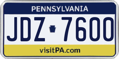 PA license plate JDZ7600